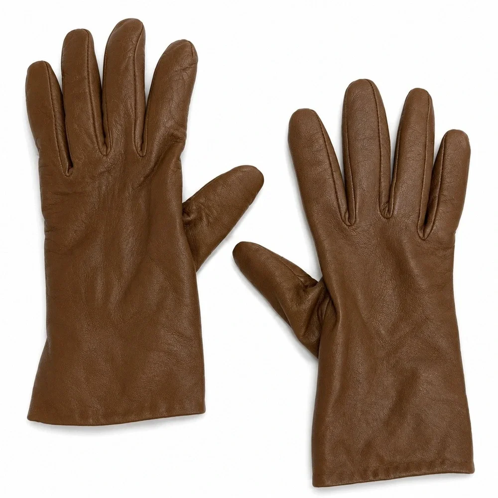 Aris Isotoner 7.5 Gloves Tan Brown Leather Thinsulate Insulated Winter Warm